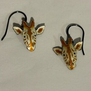 Gold and White Decorative Giraffe Earrings